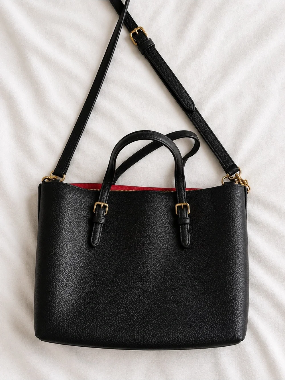 Coach Black Pebbled Leather Tote with Gold Hardware - Picture 2 of 2